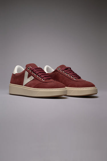 SUÈDE - Sneakers in pelle scamosciata Bordeaux con inserti e retro Bianco