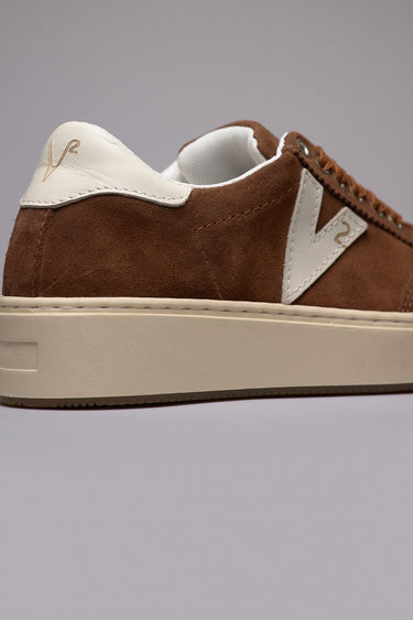 SUÈDE - Sneakers in pelle scamosciata Moro con inserti e retro Bianco