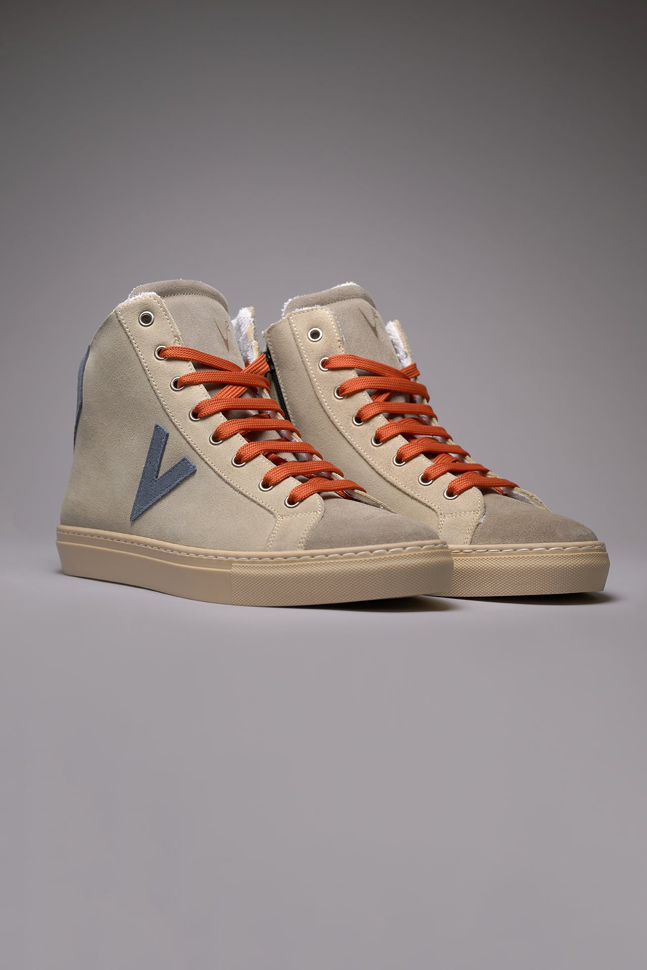 OLYMPIC MID- Sneakers alte Sabbia con retro e inserto Jeans