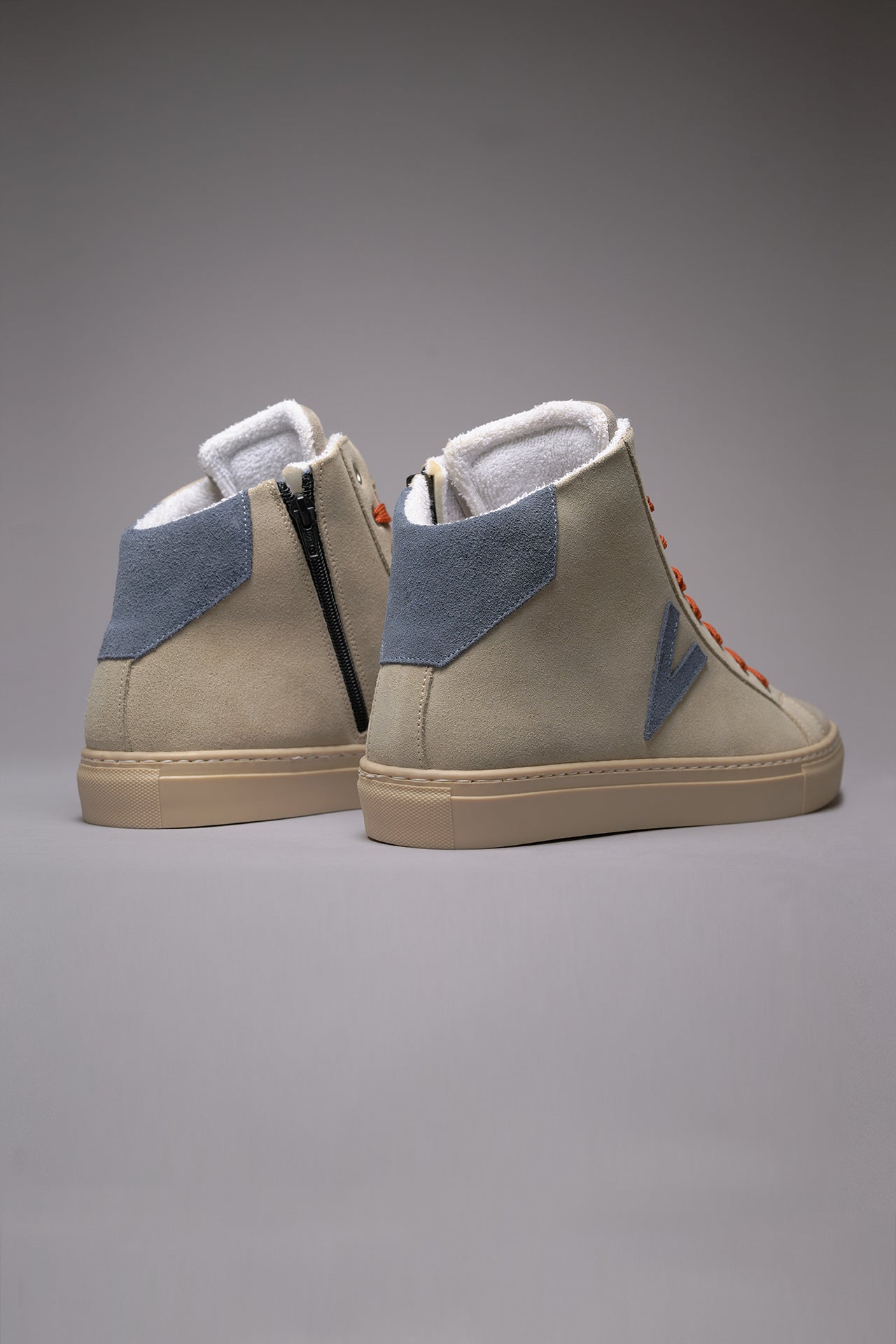 OLYMPIC MID- Sneakers alte Sabbia con retro e inserto Jeans