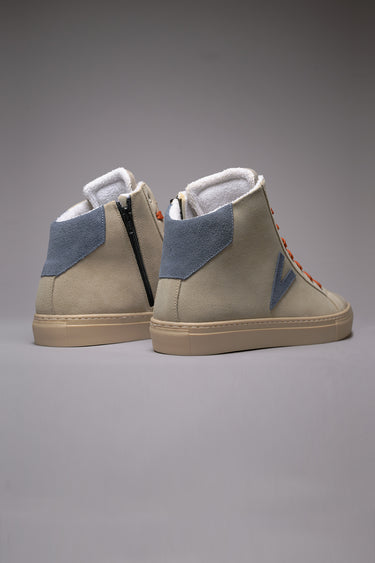OLYMPIC MID - Sand high-top sneakers with back and jeans insert