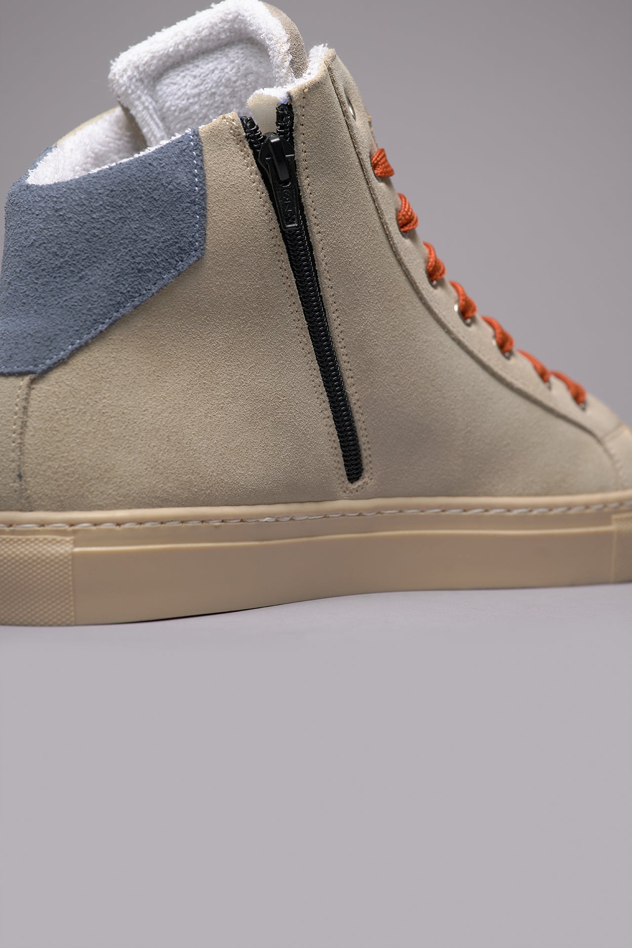 OLYMPIC MID- Sneakers alte Sabbia con retro e inserto Jeans