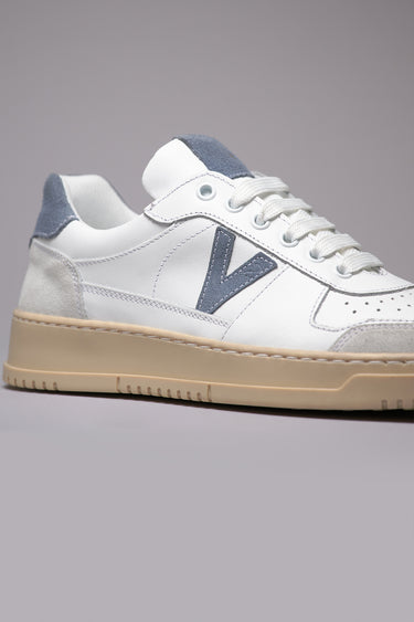 COLLEGE - Sneakers Bianca con retro e inserto scamosciato Jeans