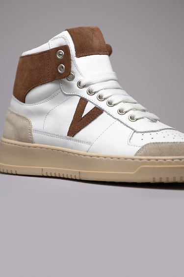 COLLEGE HIGH - High-top sneakers with back and brown insert