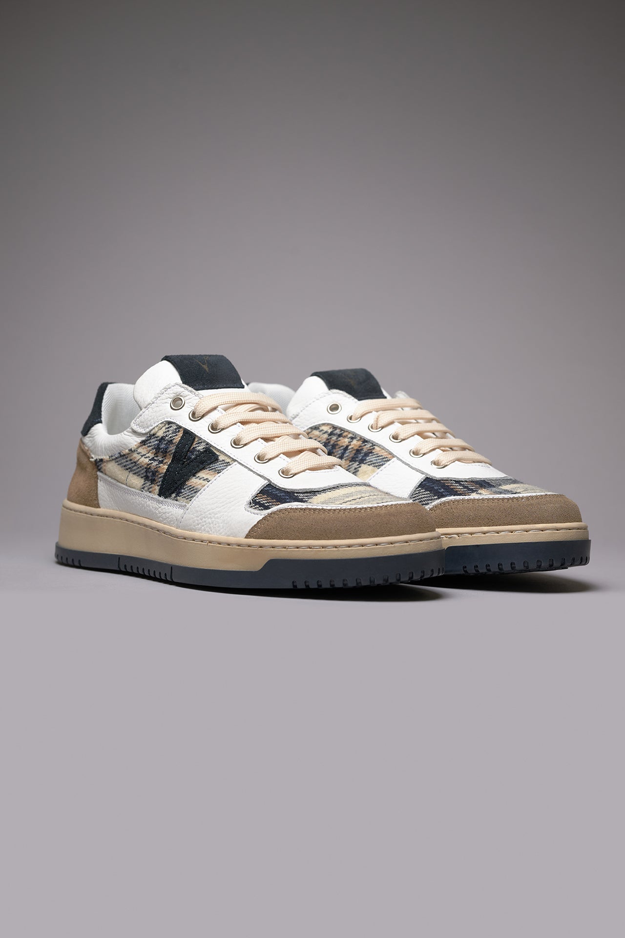 COLLEGE - Sneakers Bicolor Blu e Sabbia con inserti in tessuto V2