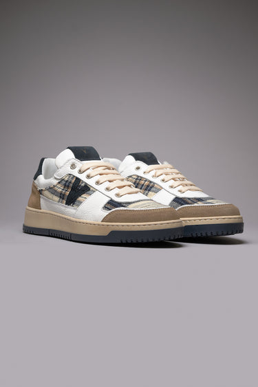 COLLEGE - Two-Tone Blue and Sand Sneakers with V2 Fabric Inserts