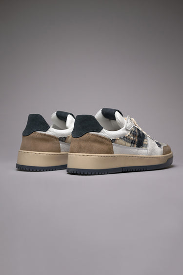 COLLEGE - Two-Tone Blue and Sand Sneakers with V2 Fabric Inserts