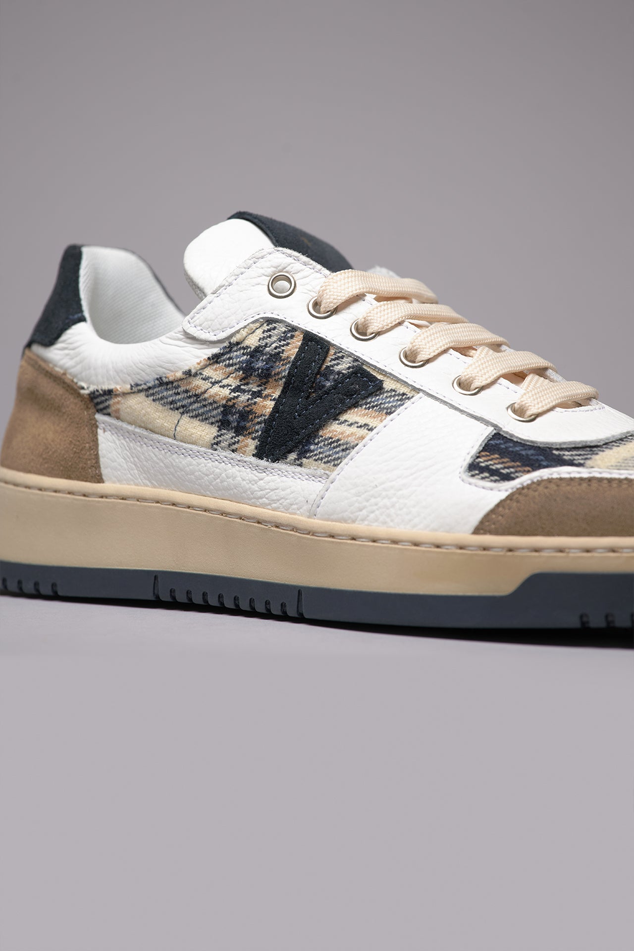 COLLEGE - Sneakers Bicolor Blu e Sabbia con inserti in tessuto V2