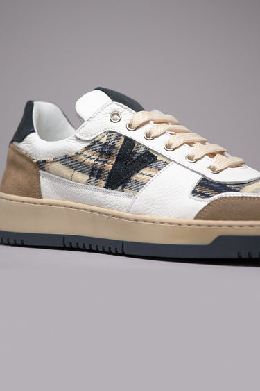 COLLEGE - Two-Tone Blue and Sand Sneakers with V2 Fabric Inserts