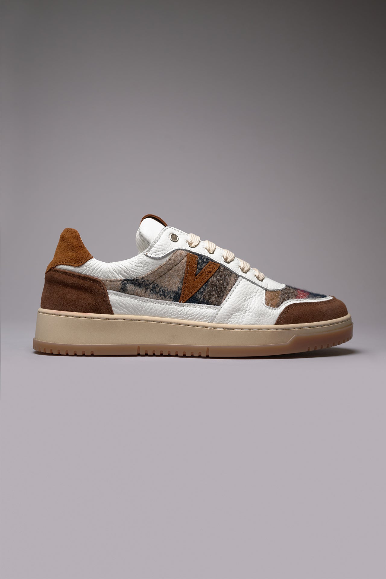 COLLEGE - Sneakers Bicolor Cuoio e Moro con inserti in tessuto V2