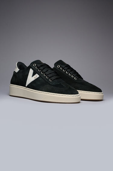 SUÈDE - Sneakers in pelle scamosciata Nera con inserti e retro Bianco