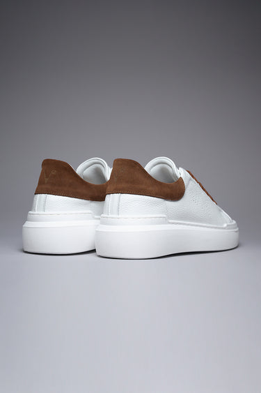 HAMMER - High-soled sneakers in hammered leather with suede back and laces, Brown