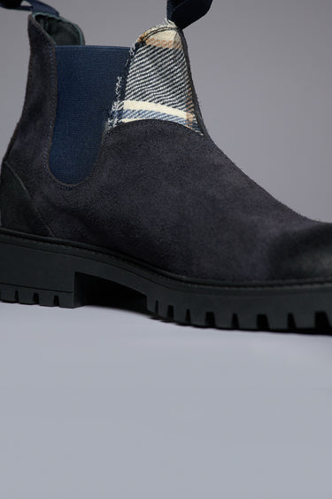 SHERLOCK - Stivaletto scamosciato Blu con inserto in tessuto V2