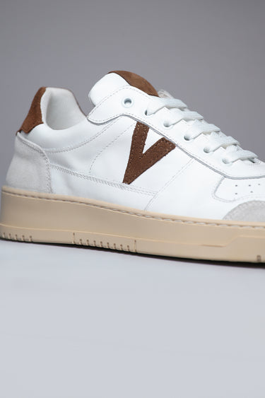COLLEGE - Sneakers Bianca con retro e inserto scamosciato Moro