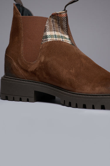 SHERLOCK - Stivaletto scamosciato Moro con inserto in tessuto V2