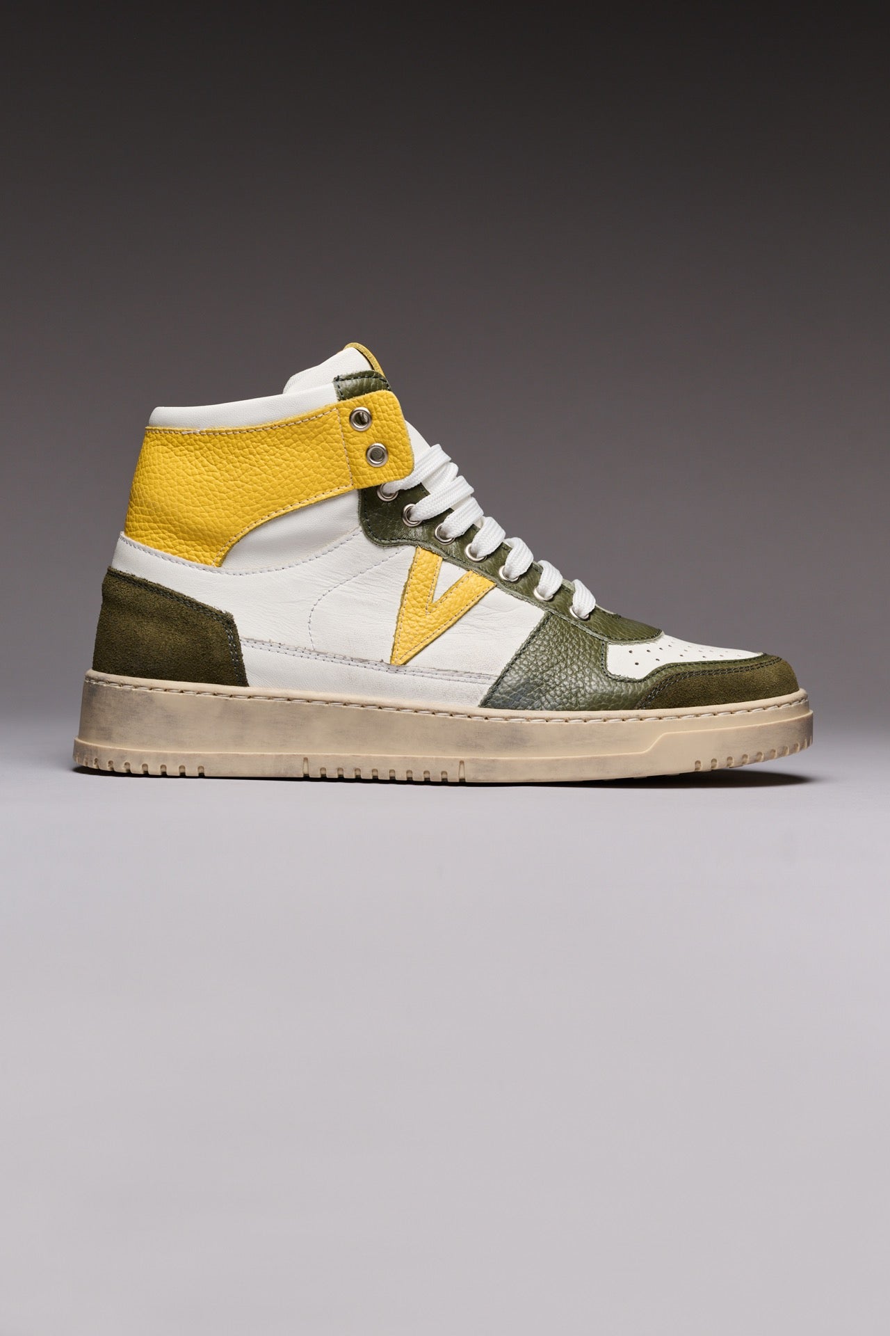 COLLEGE HIGH - High Sneakers Bicolor Military Green and Mustard