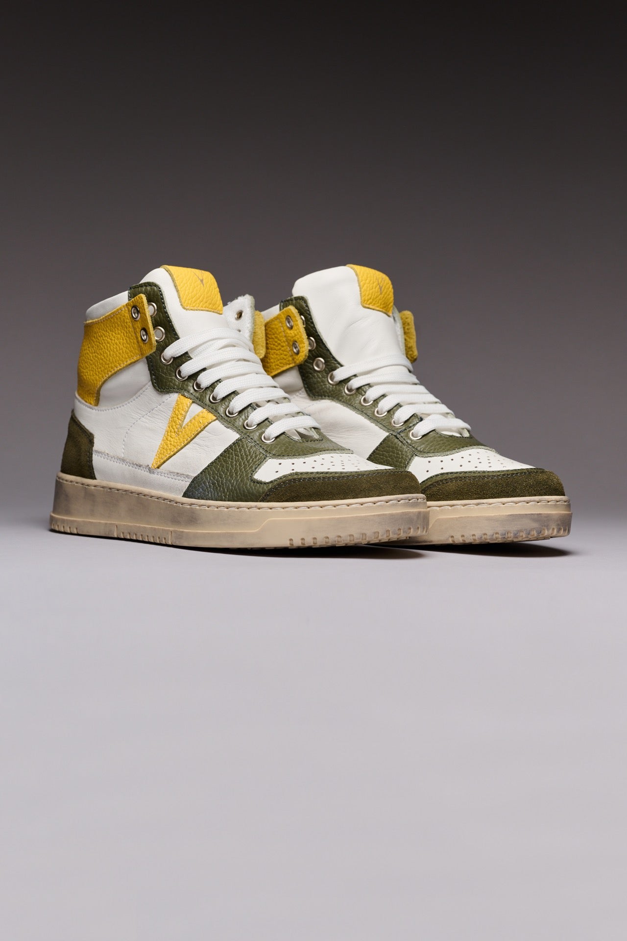 COLLEGE HIGH - High Sneakers Bicolor Military Green and Mustard