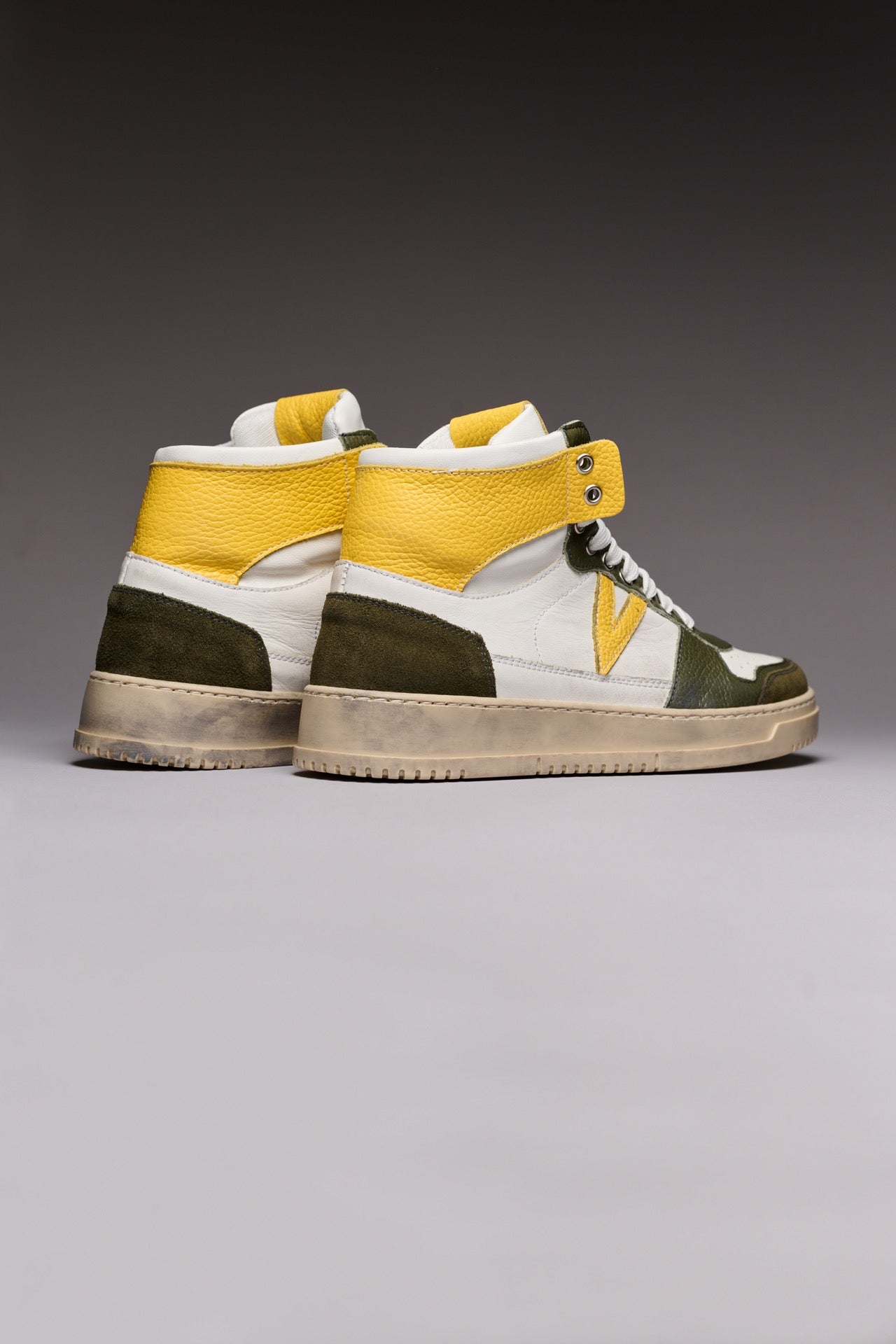 COLLEGE HIGH - High Sneakers Bicolor Military Green and Mustard