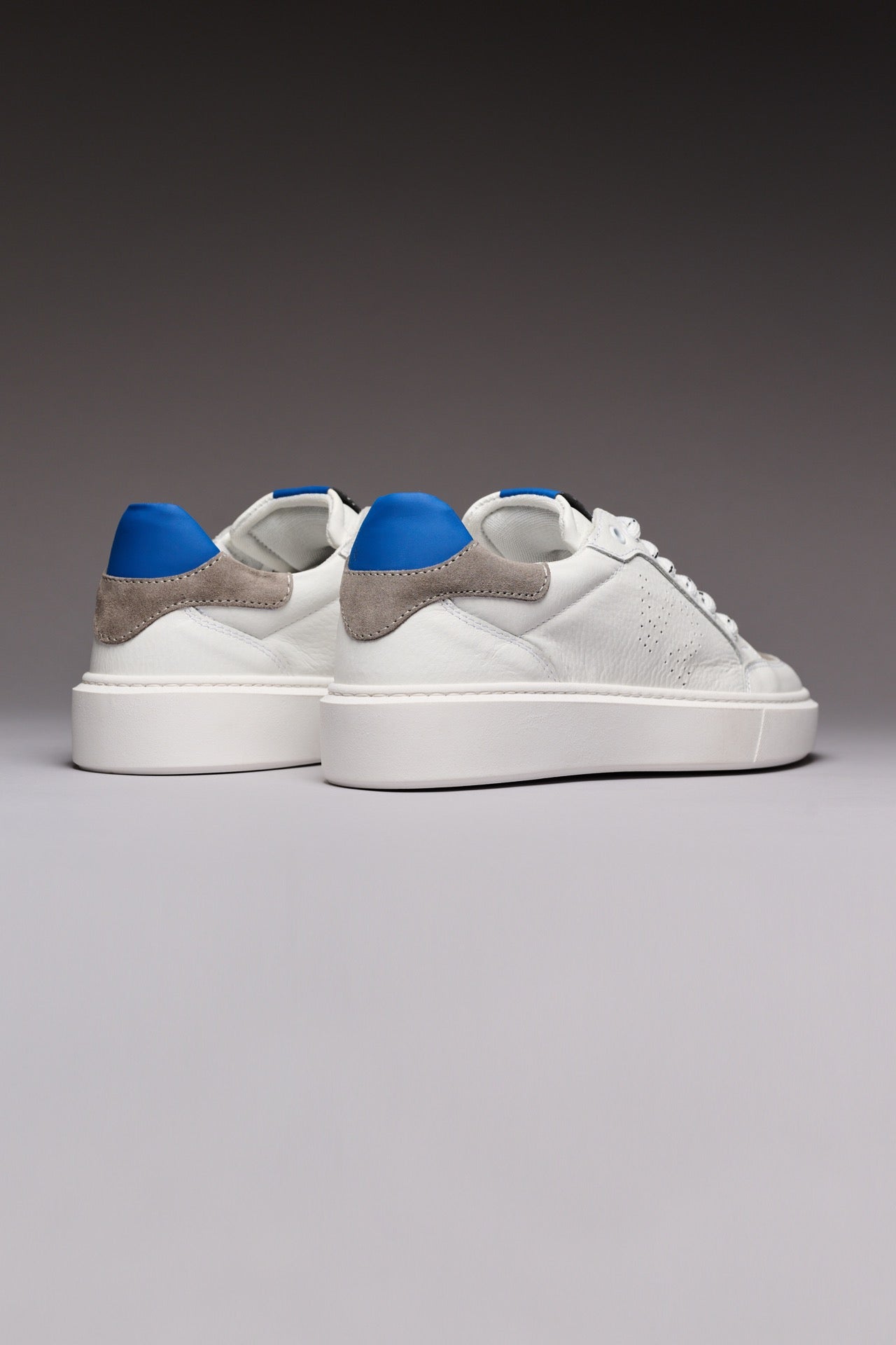 ICONIC - Hammered leather sneakers with Royal Blue back and Tech laces