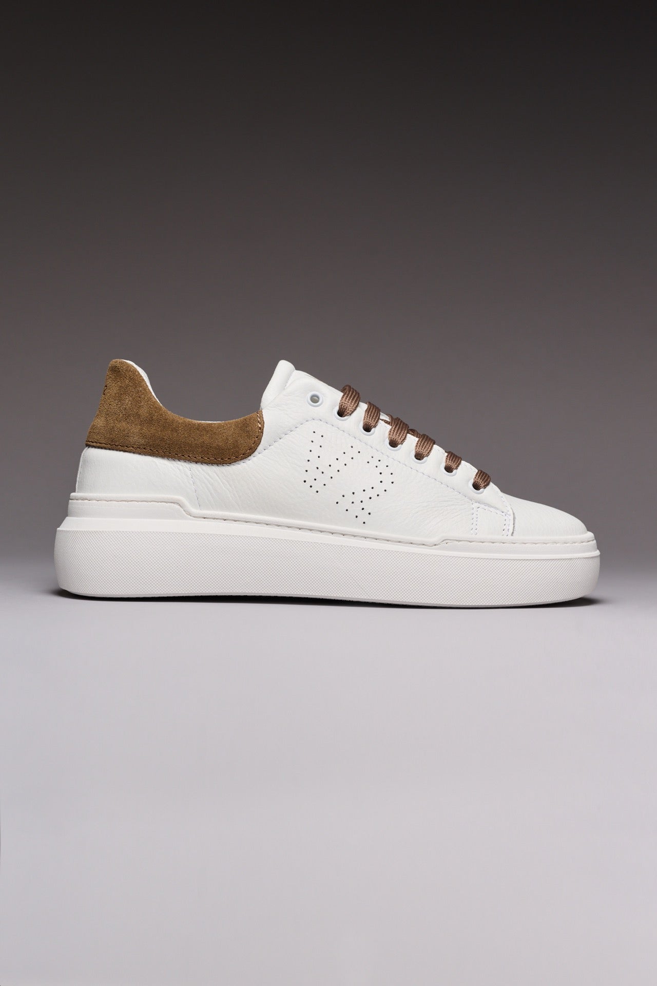 HAMMER - High-soled sneakers in hammered leather with suede back and laces Dove Grey