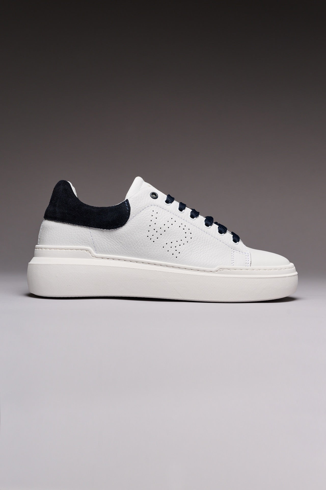 HAMMER - High-soled sneakers in hammered leather with suede back and laces Blue