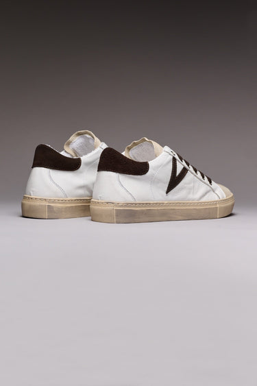 OLYMPIC - Low-soled sneakers White with back and suede insert Dark Brown