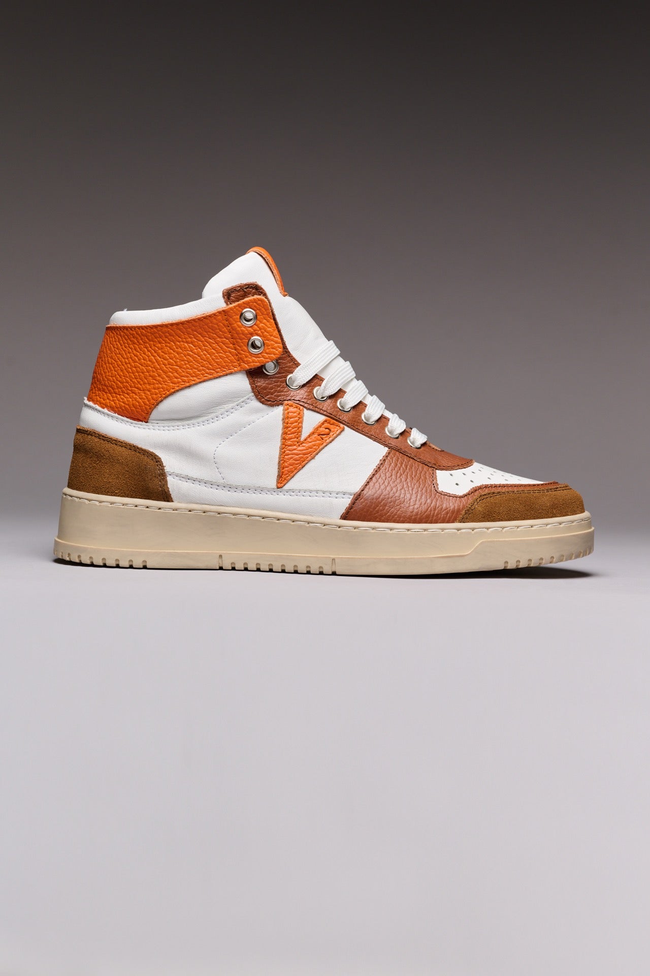 COLLEGE HIGH - High Sneakers Bicolor Leather and Orange