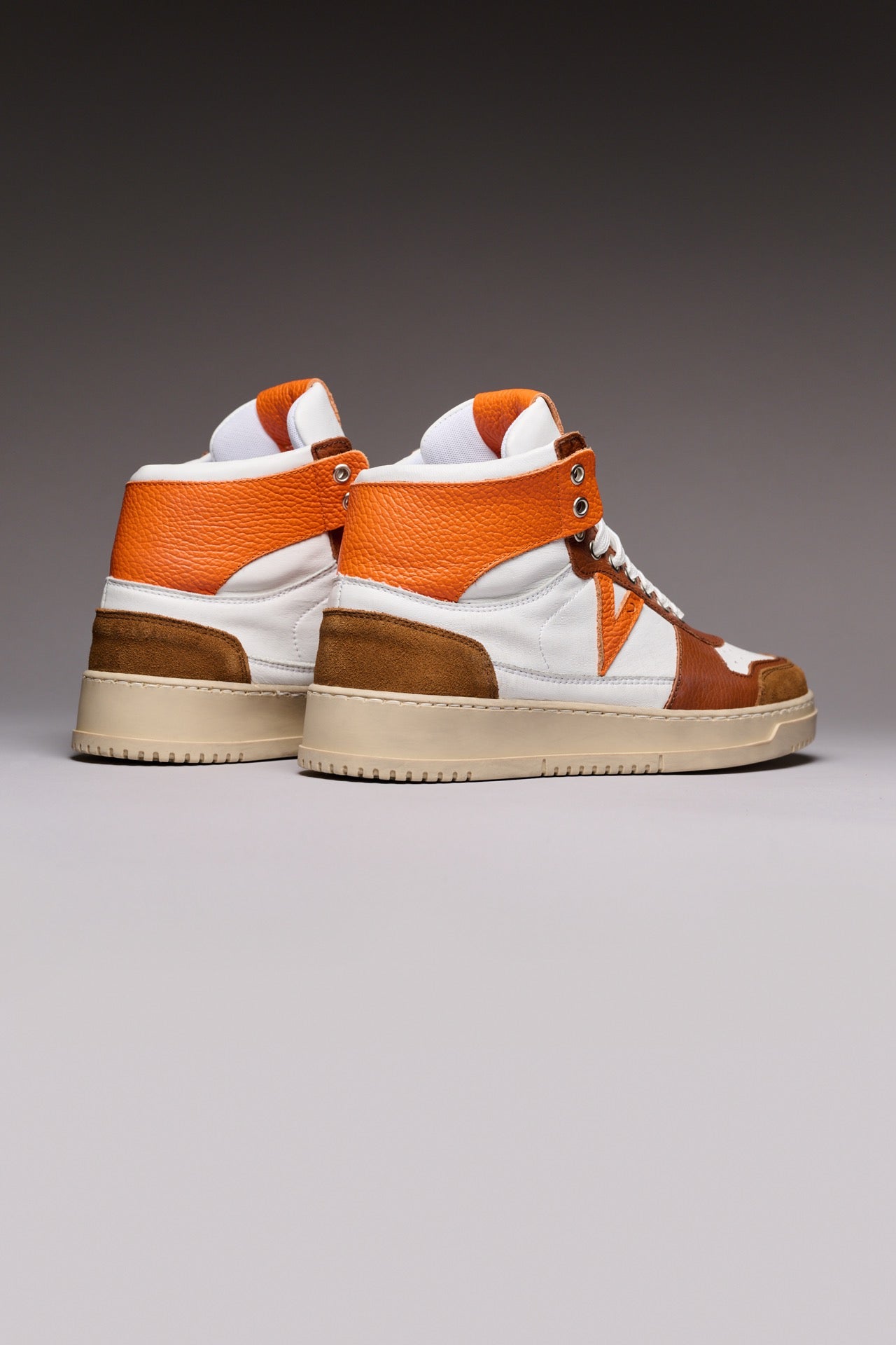 COLLEGE HIGH - High Sneakers Bicolor Leather and Orange