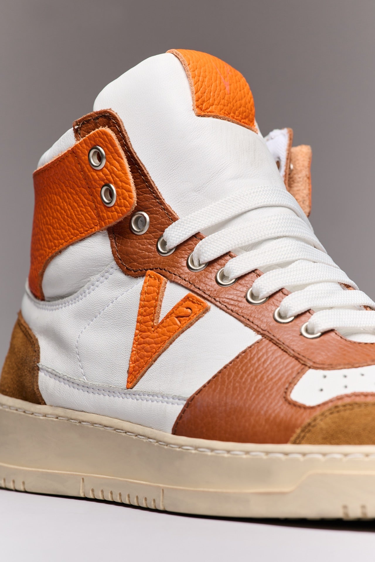 COLLEGE HIGH - High Sneakers Bicolor Leather and Orange