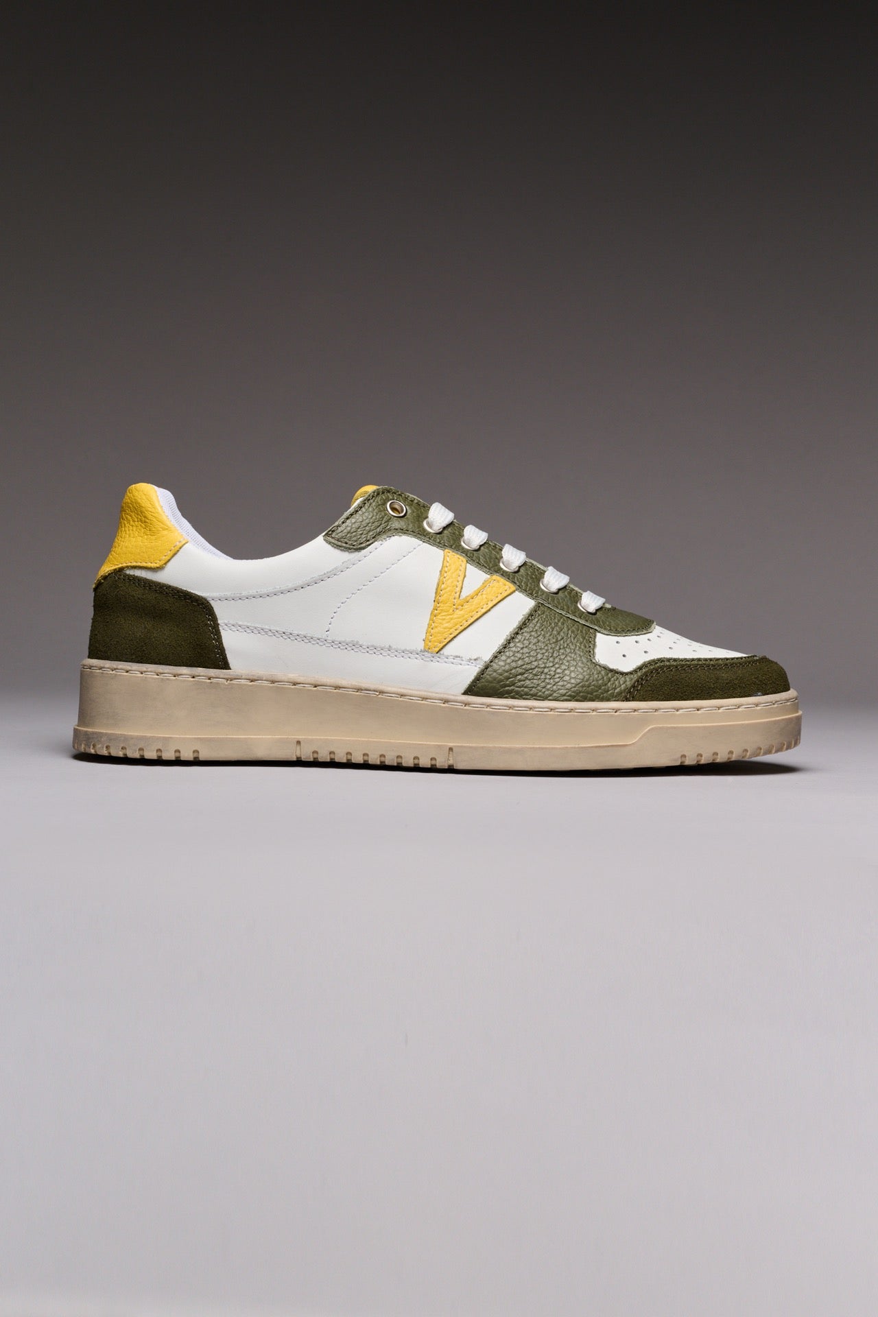 COLLEGE - Military Green and Mustard Two-Tone Sneakers