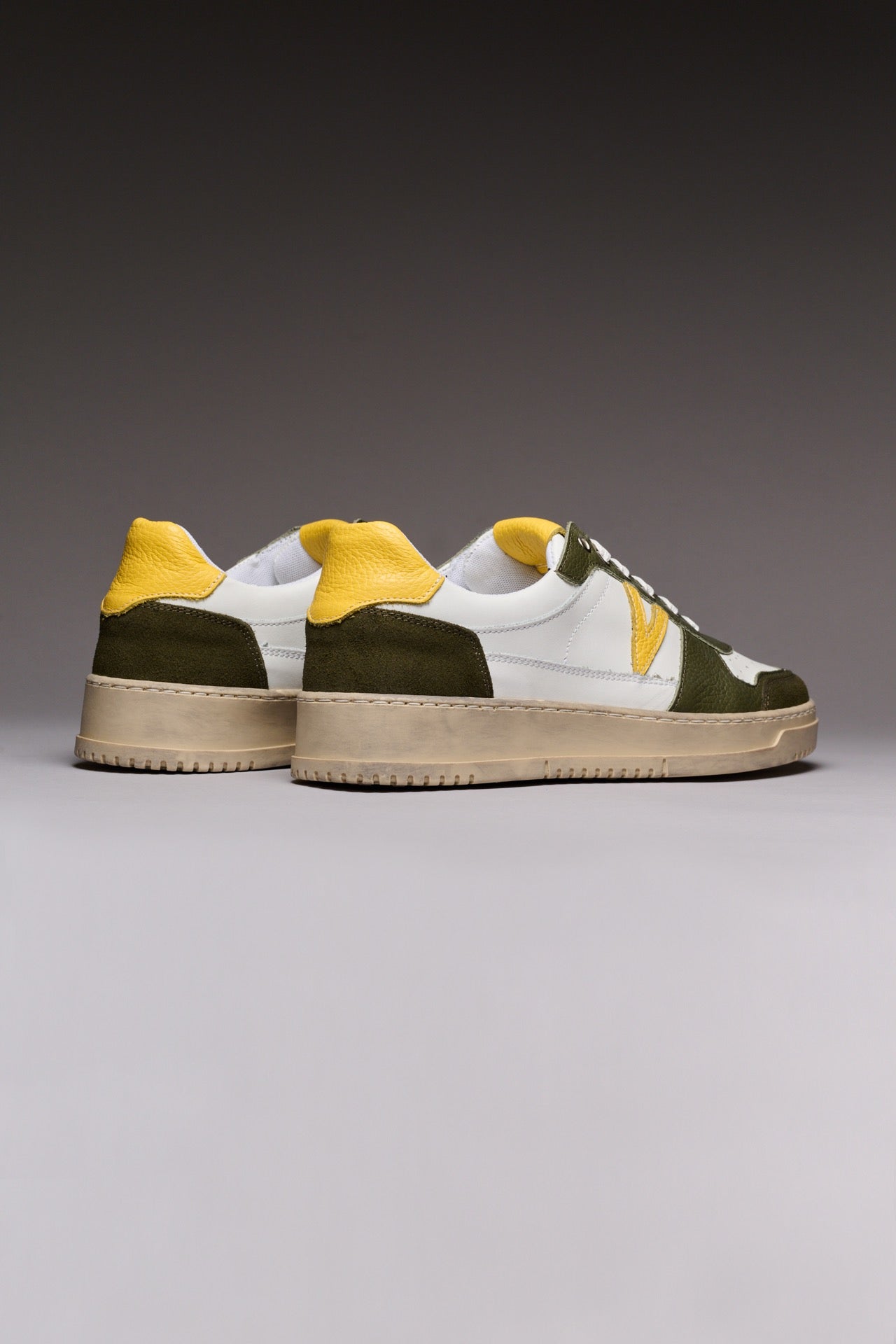 COLLEGE - Military Green and Mustard Two-Tone Sneakers