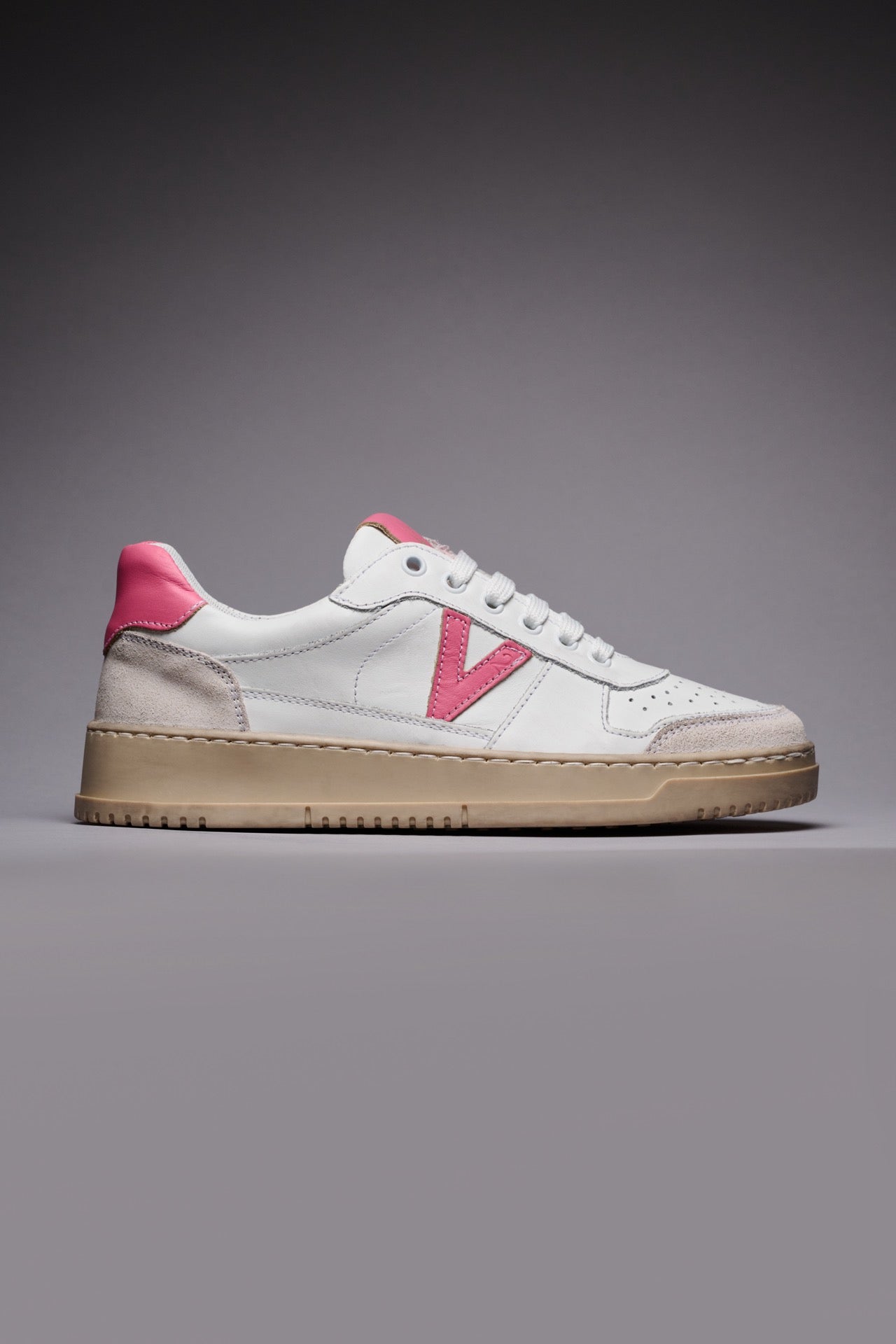 COLLEGE - Sneakers Bianca con retro e inserto Rosa