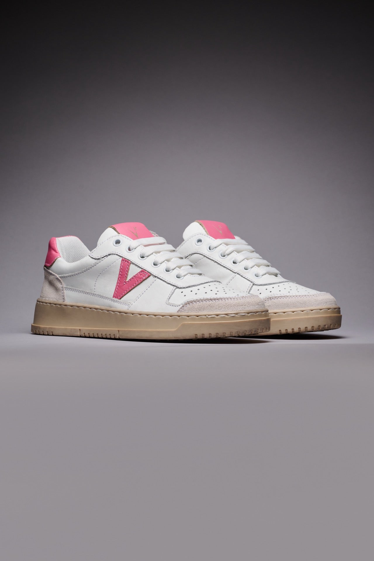 COLLEGE - Sneakers Bianca con retro e inserto Rosa