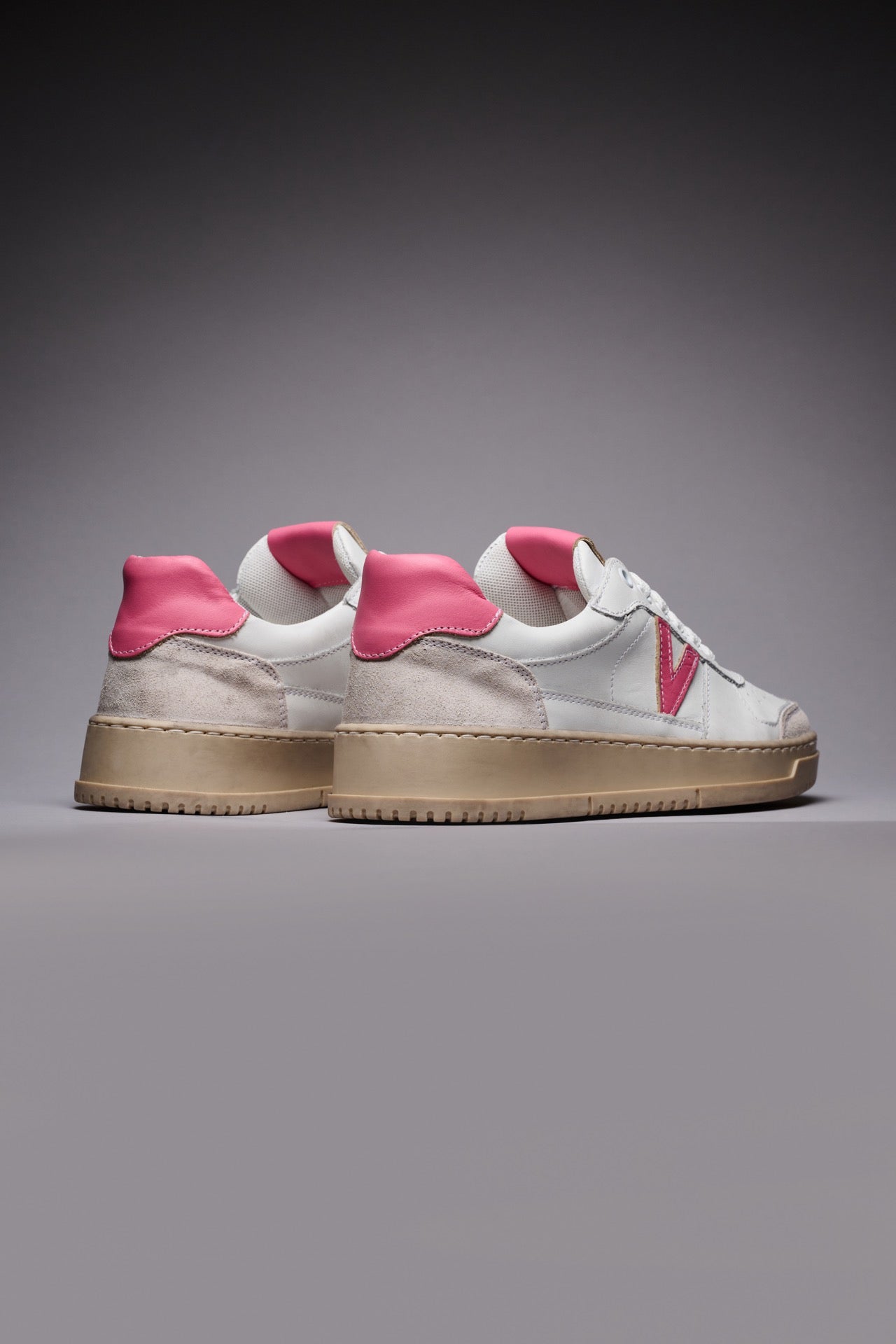 COLLEGE - Sneakers Bianca con retro e inserto Rosa