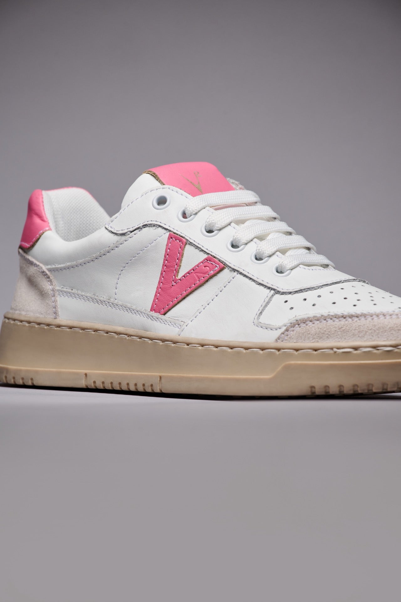 COLLEGE - Sneakers Bianca con retro e inserto Rosa