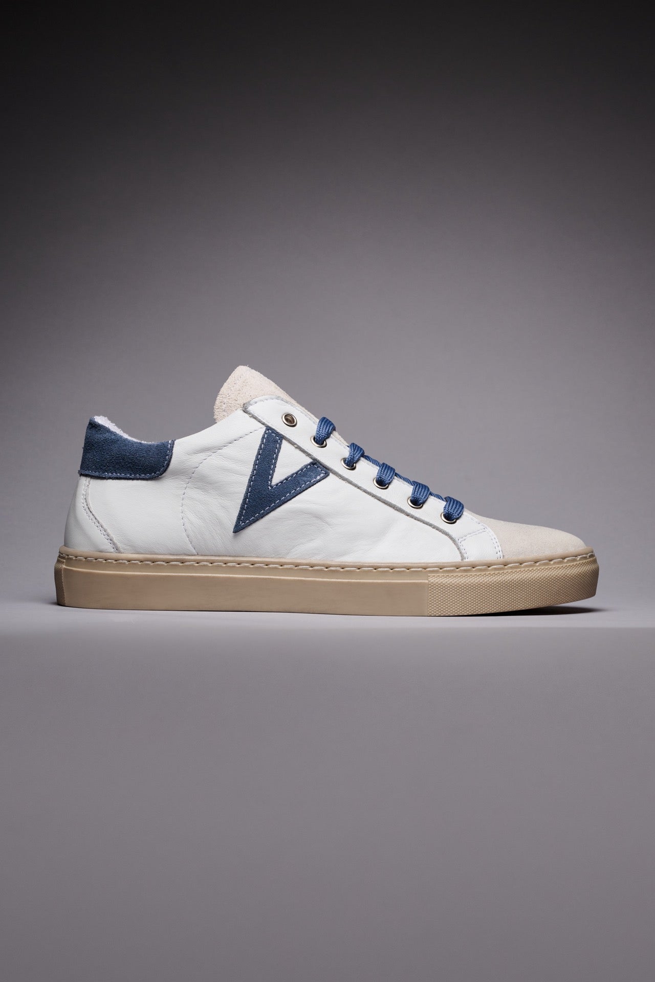 OLYMPIC - Sneakers a suola bassa Bianca con retro e inserto Jeans