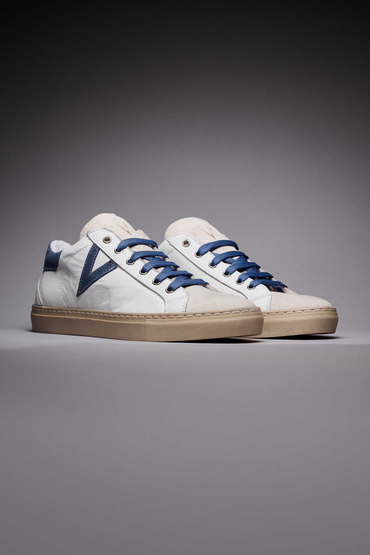 OLYMPIC - Sneakers a suola bassa Bianca con retro e inserto Jeans