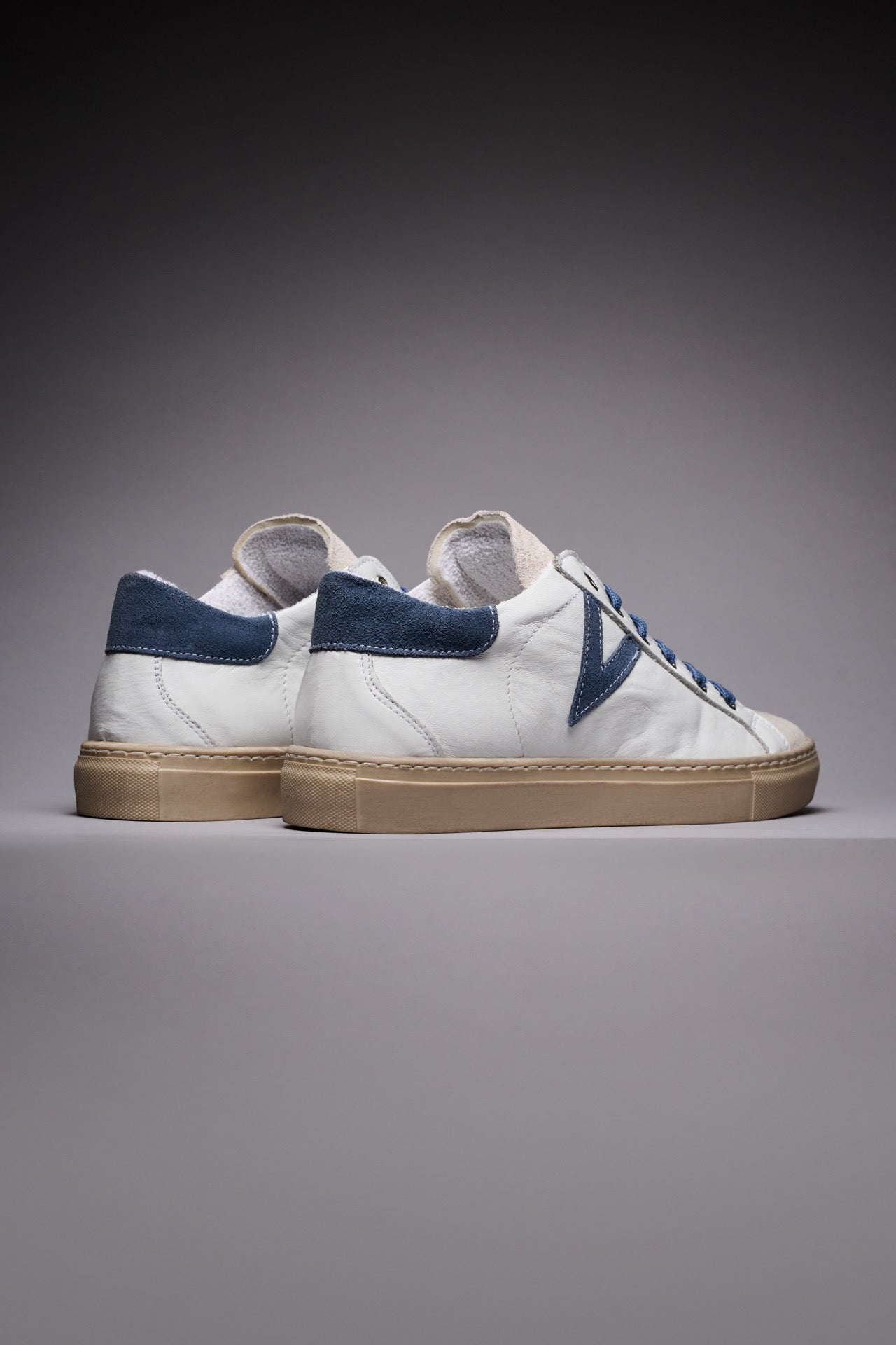 OLYMPIC - Sneakers a suola bassa Bianca con retro e inserto Jeans