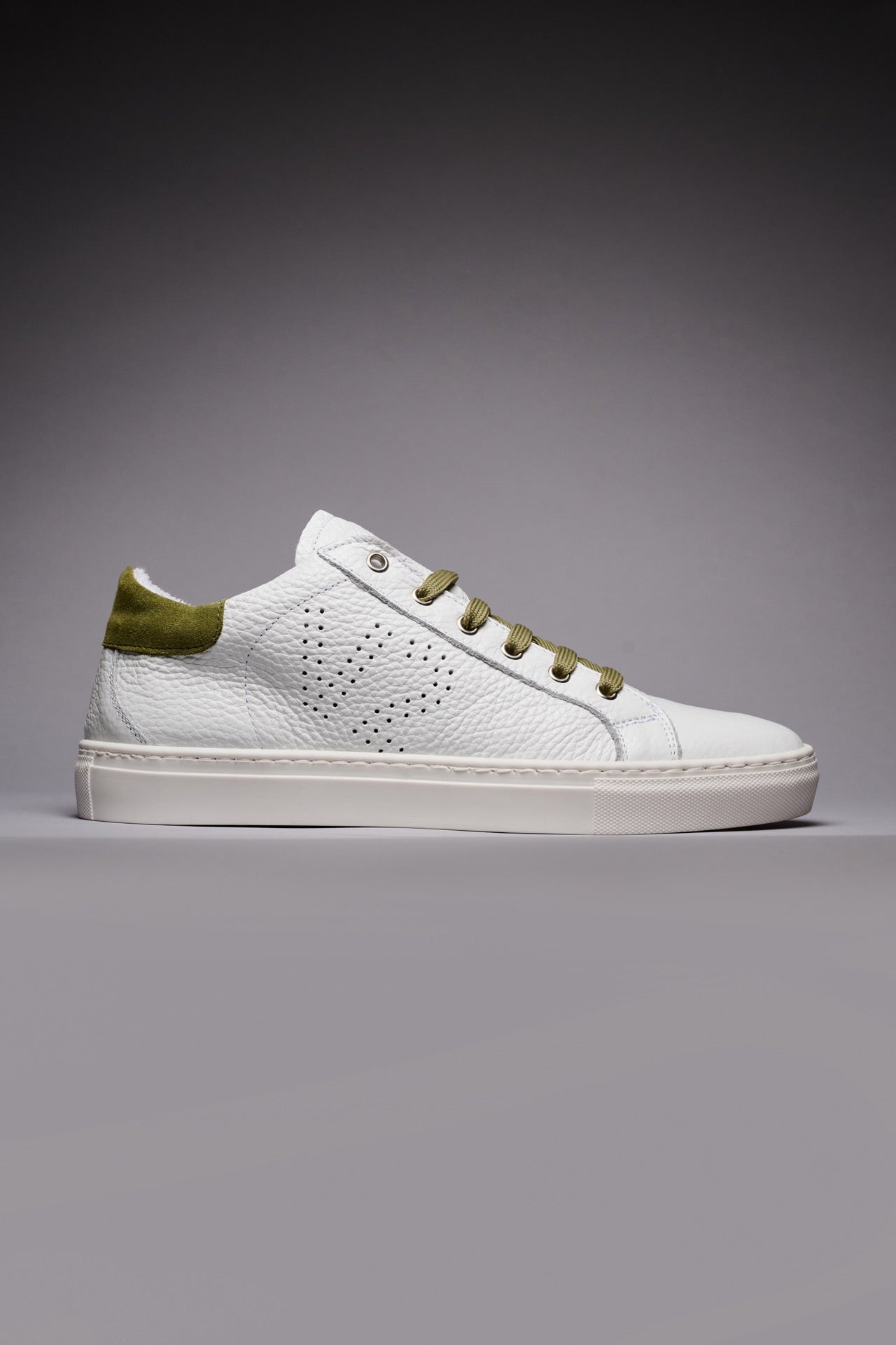 TENNIS - Sneakers a suola bassa Bianca con retro e lacci Verde Pesto