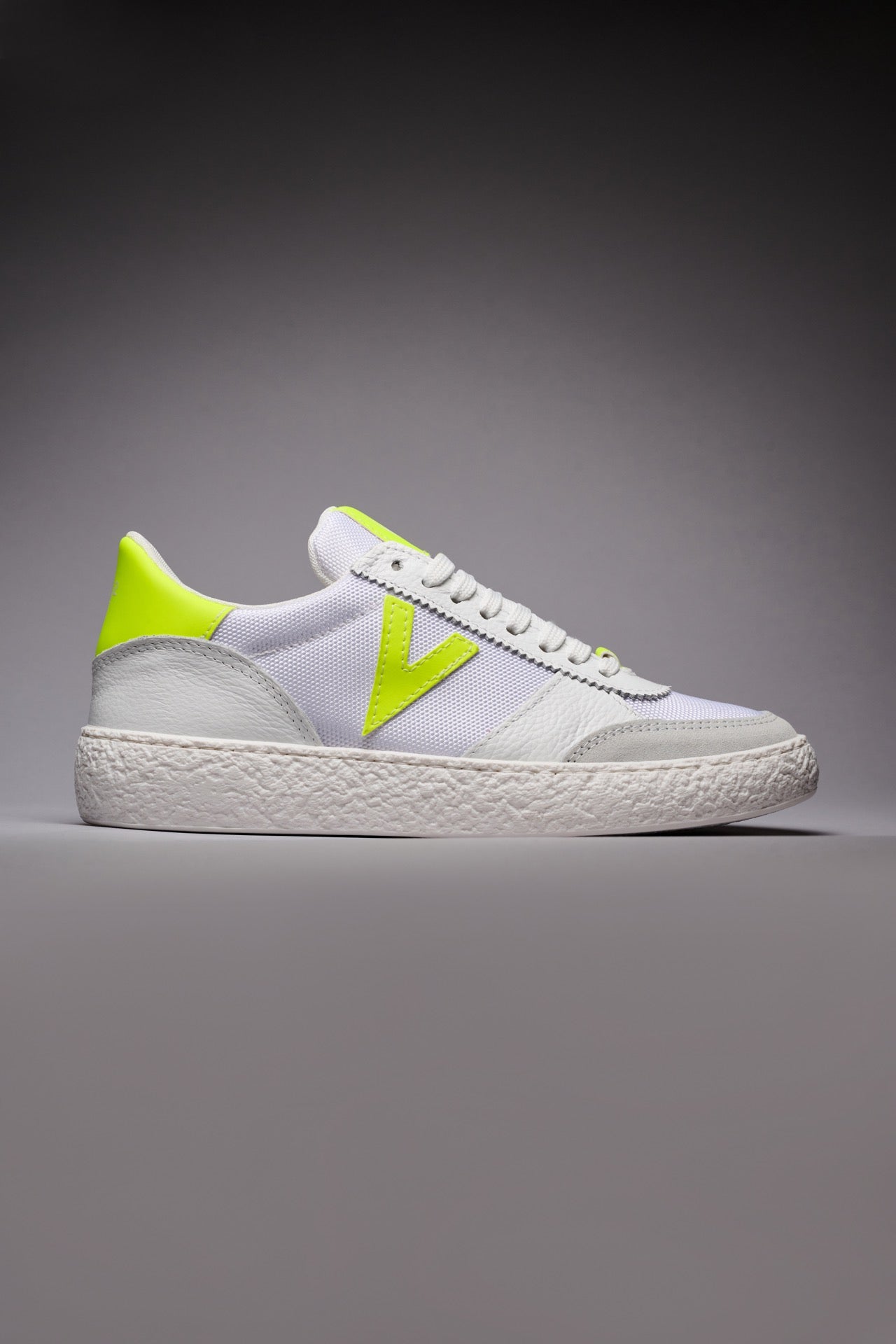 ATENA - Sneakers a suola bassa Bianca con inserti gommati Giallo Fluo