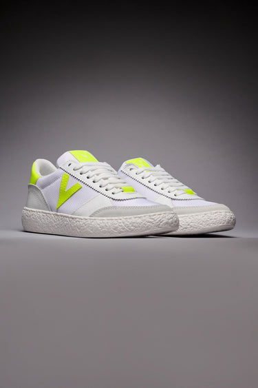 ATENA - Low-soled sneakers White with rubber inserts Fluorescent Yellow