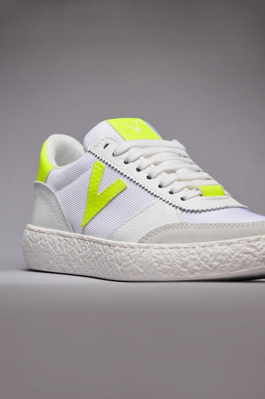 ATENA - Low-soled sneakers White with rubber inserts Fluorescent Yellow