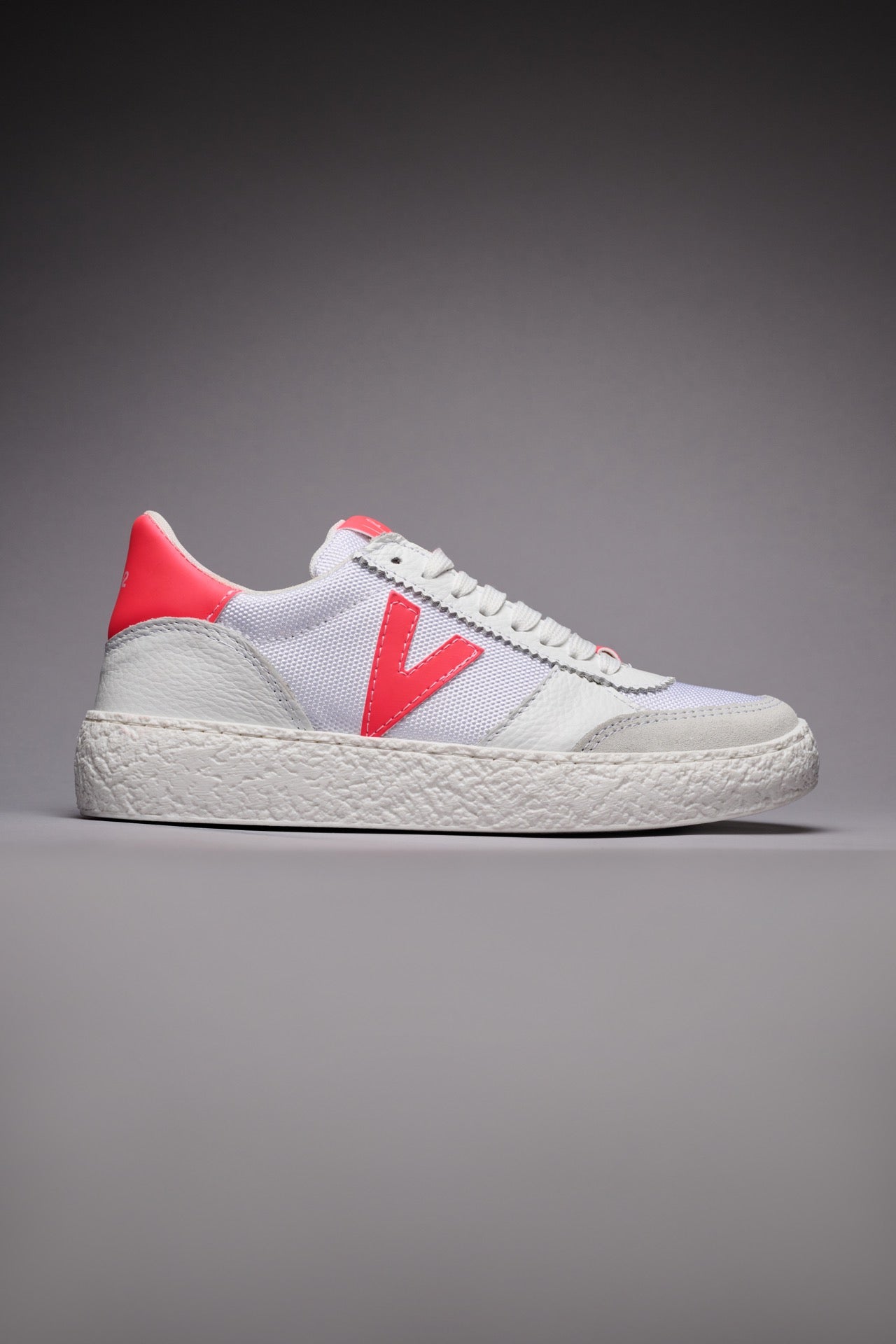 ATENA - Sneakers a suola bassa Bianca con inserti gommati Rosa Fluo