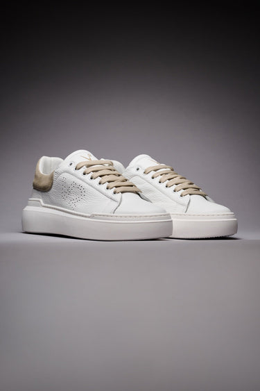 HAMMER - High-soled sneakers in hammered leather with suede back and laces Sand