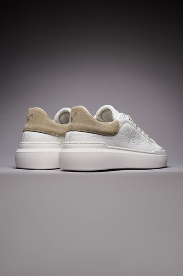 HAMMER - High-soled sneakers in hammered leather with suede back and laces Sand