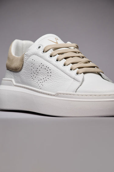 HAMMER - High-soled sneakers in hammered leather with suede back and laces Sand