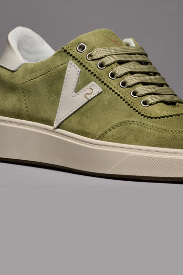 SUÈDE - Pesto suede sneakers with inserts and white back