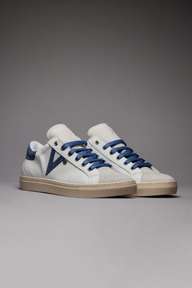 OLYMPIC - White low sole sneakers with back and jeans insert