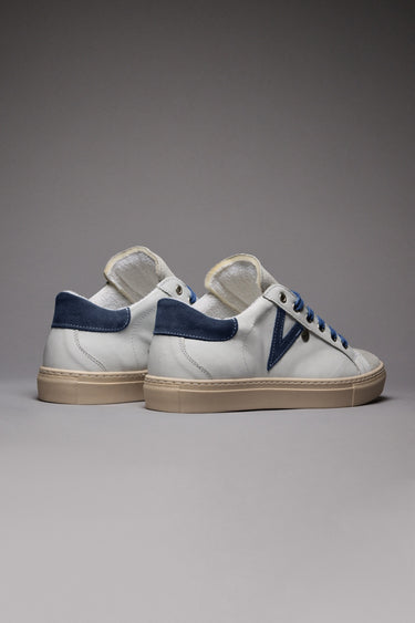 OLYMPIC - White low sole sneakers with back and jeans insert