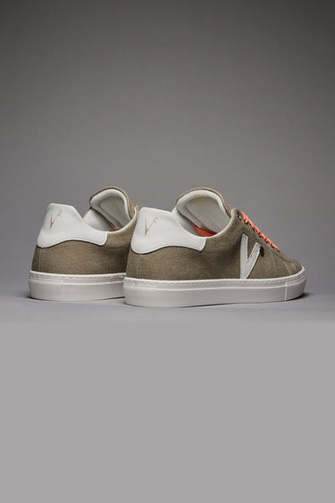 NUVOLA - Sand Canvas Sneakers with Orange Laces